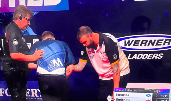 Cameron Menzies Gets Medical Help After Falling Ill During Darts Match