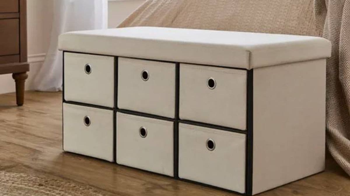 A £40 Ottoman with 6 Drawers for Shoe Storage