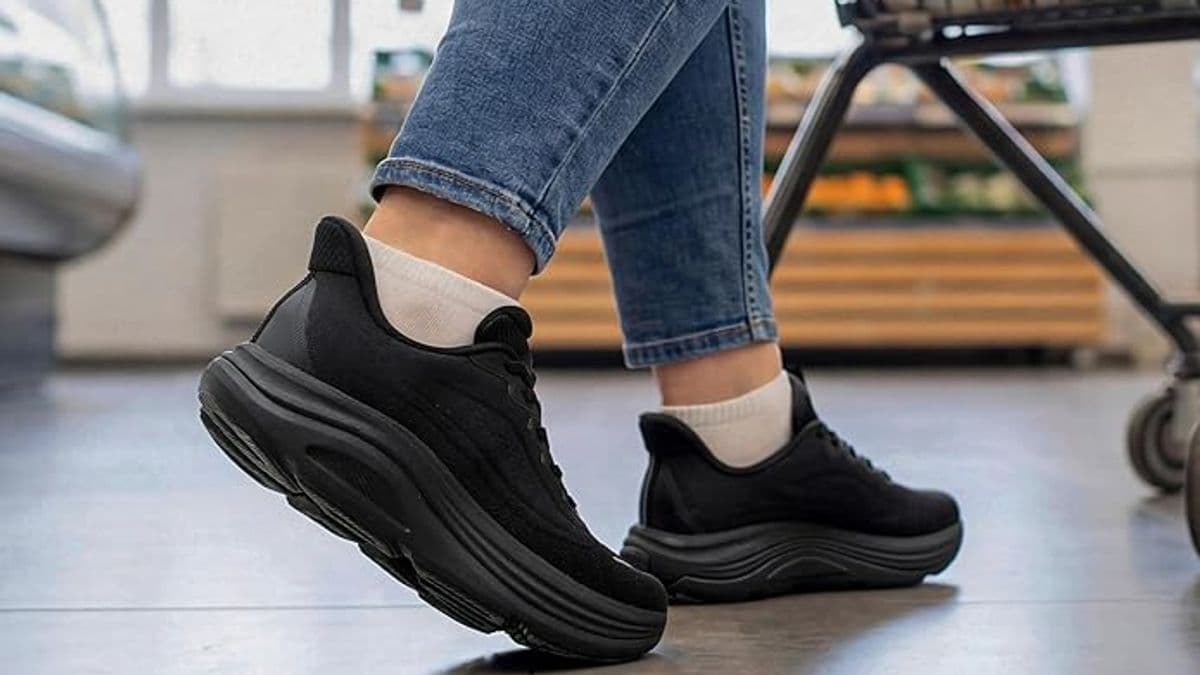 Trainers like Skechers are very comfortable for 12-hour work