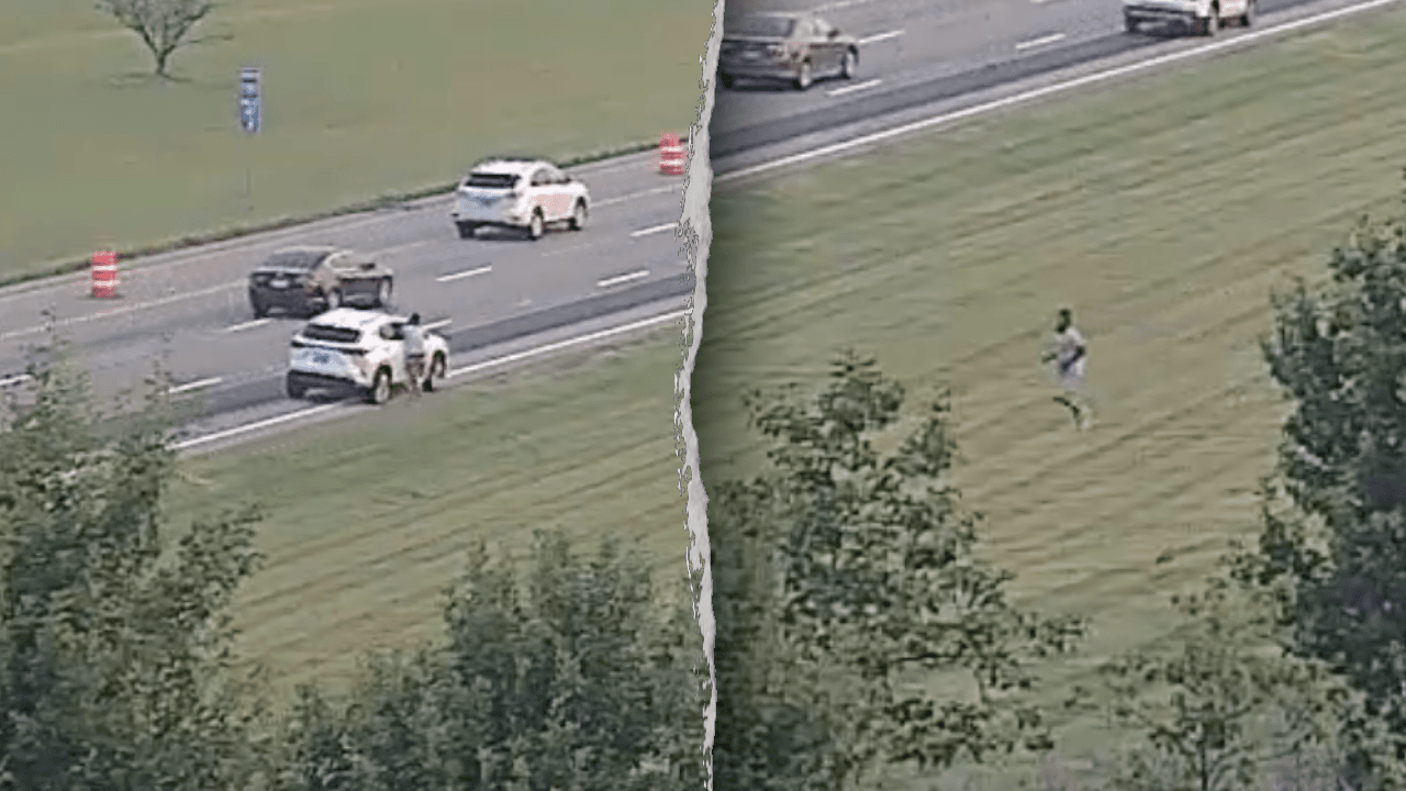 Man in Ohio Runs from Police and Jumps onto Moving Car